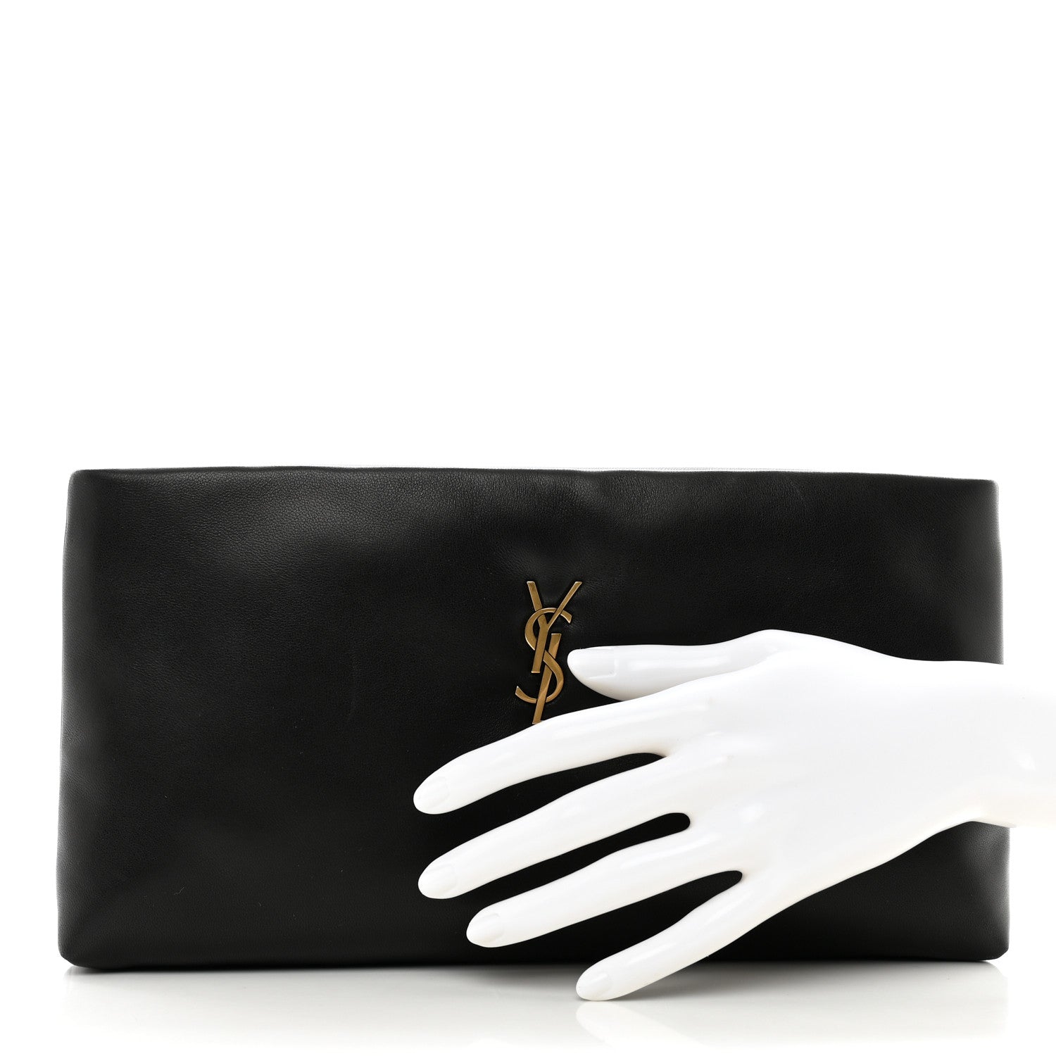 Saint Laurent Lambskin Long Calypso Pouch Black 2 of 7