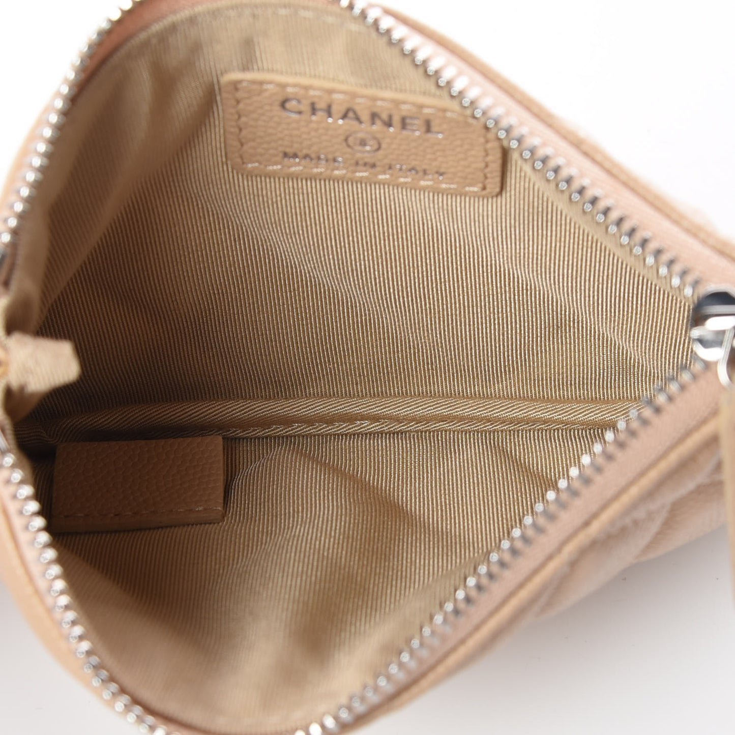 Caviar Quilted Small Cosmetic Case Beige