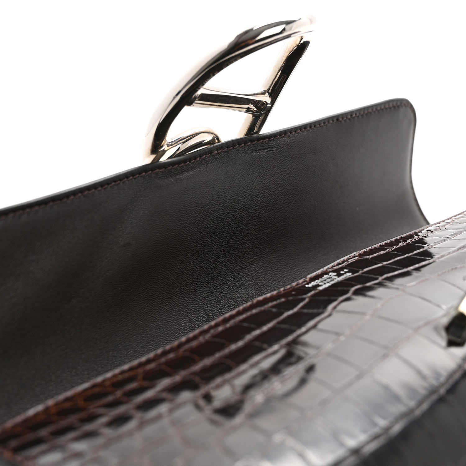 Hermes Shiny Niloticus Crocodile Egee Clutch Havane 11 of 11
