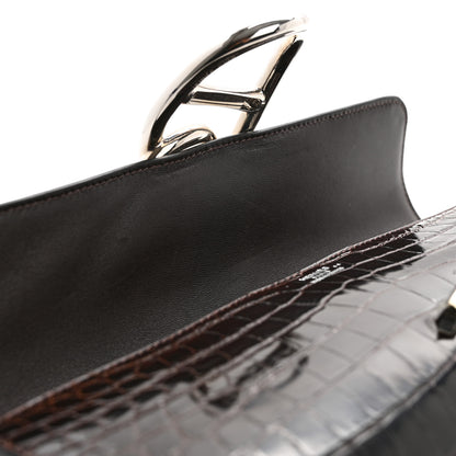 Hermes Shiny Niloticus Crocodile Egee Clutch Havane 11 of 11