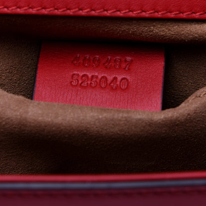 Gucci Calfskin Bee Embroidered Small Padlock Shoulder Bag Hibiscus Red 9 of 15