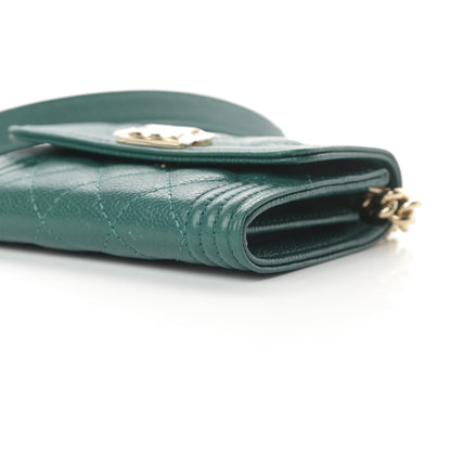 Chanel Caviar Quilted Boy Card Holder On Chain Green 11 of 12