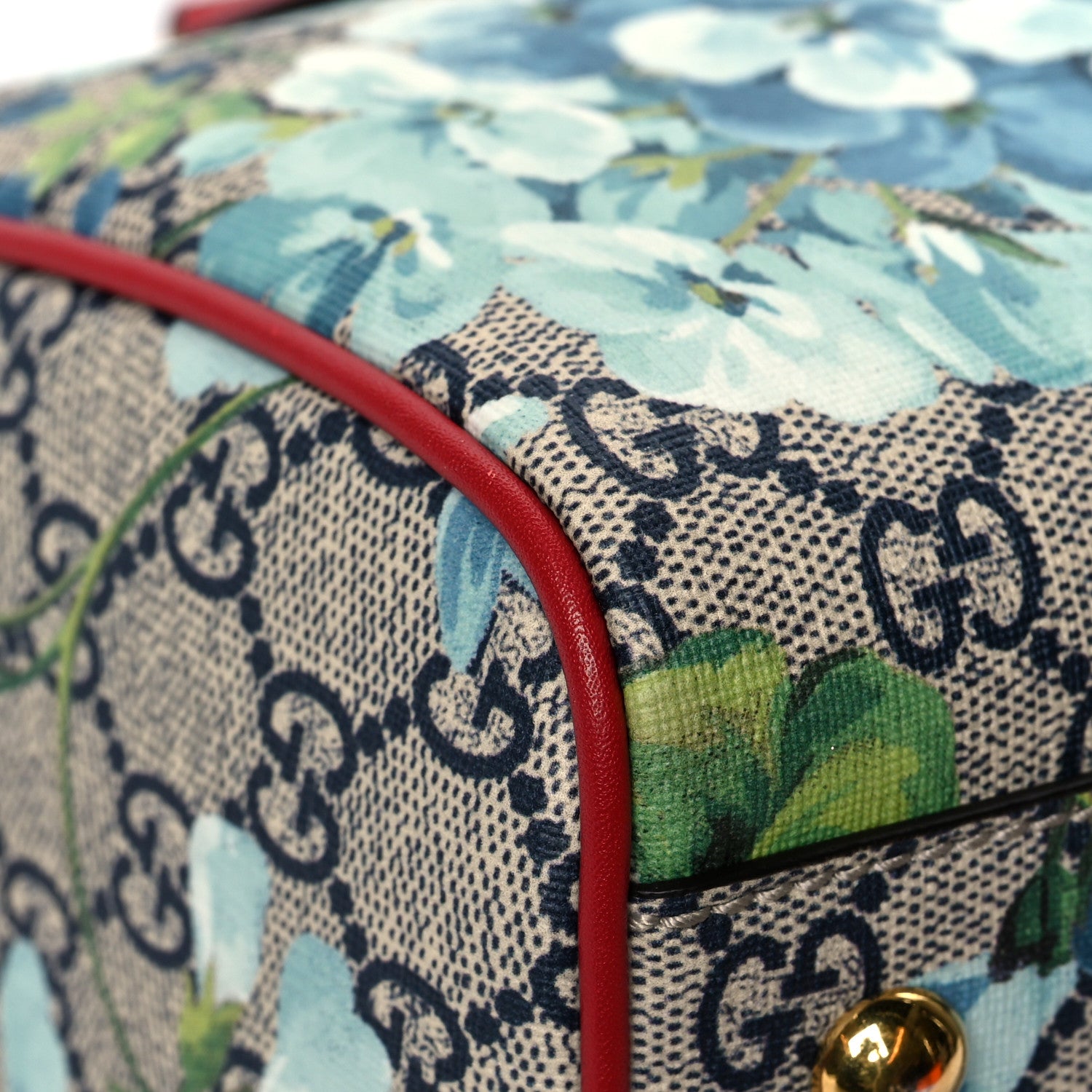 Gucci GG Supreme Monogram Blooms Small Boston Beige Blue Navy Hibiscus Red 9 of 12