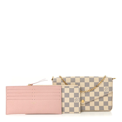 Louis Vuitton Damier Azur Pochette Felicie Chain Wallet Rose Ballerine 3 of 12