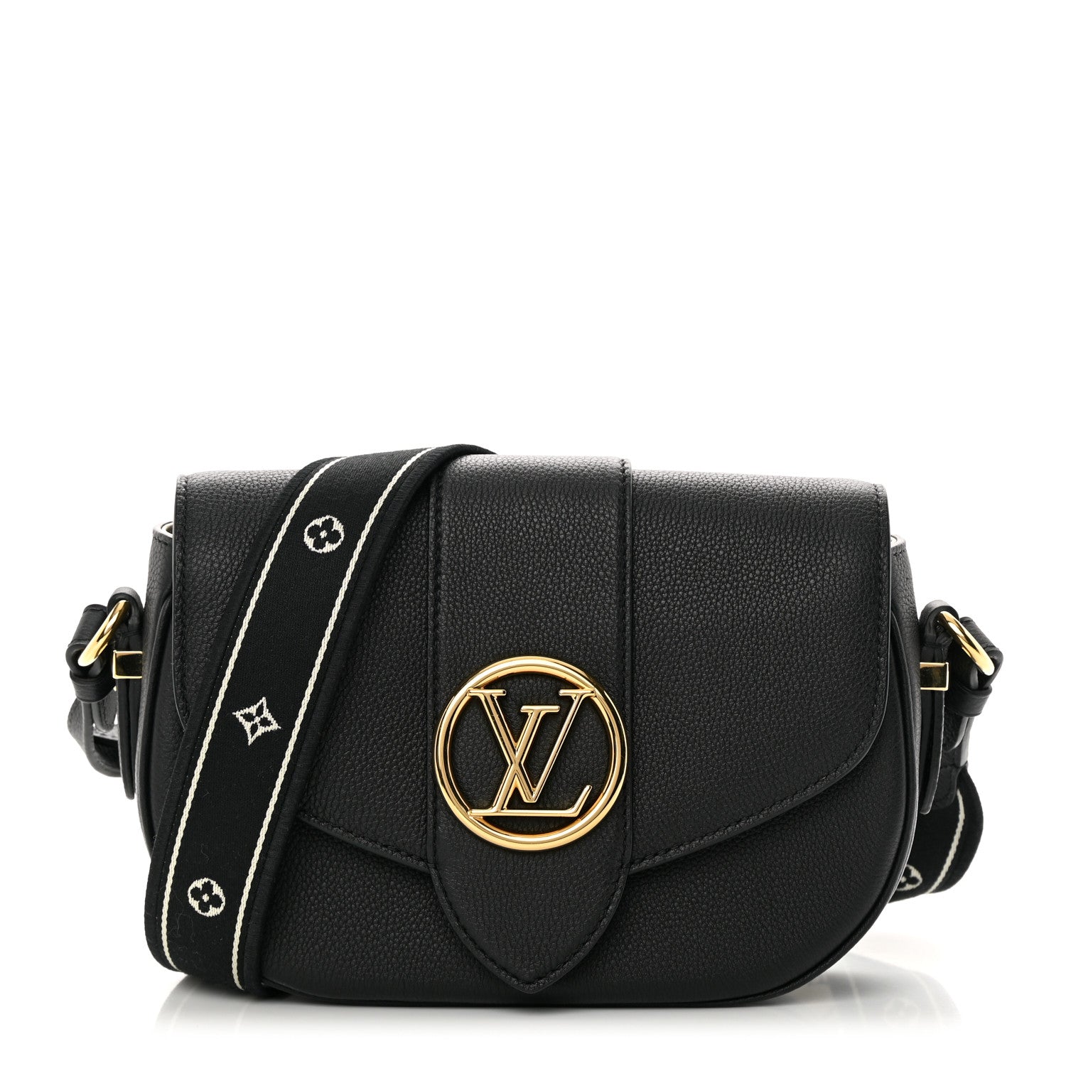 Louis Vuitton Grained Calfskin LV Pont 9 Soft MM Black 1 of 12