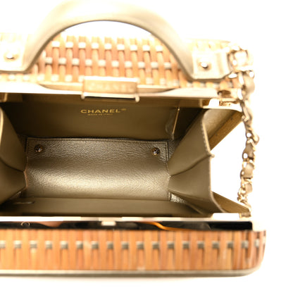 Chanel Raffia Calfskin Medium CC Filigree Vanity Case Gold 6 of 11