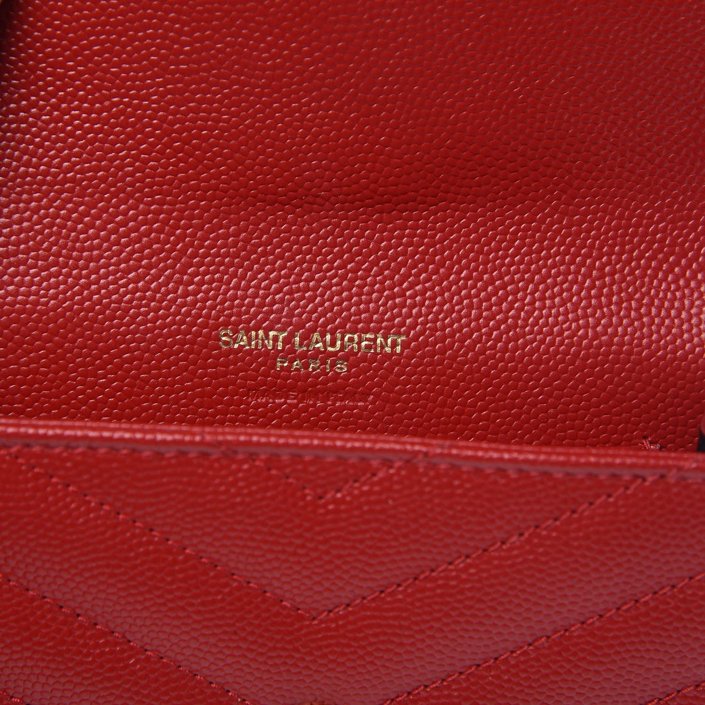 Grain De Poudre Matelasse Chevron Small Monogram Envelope Wallet New Red