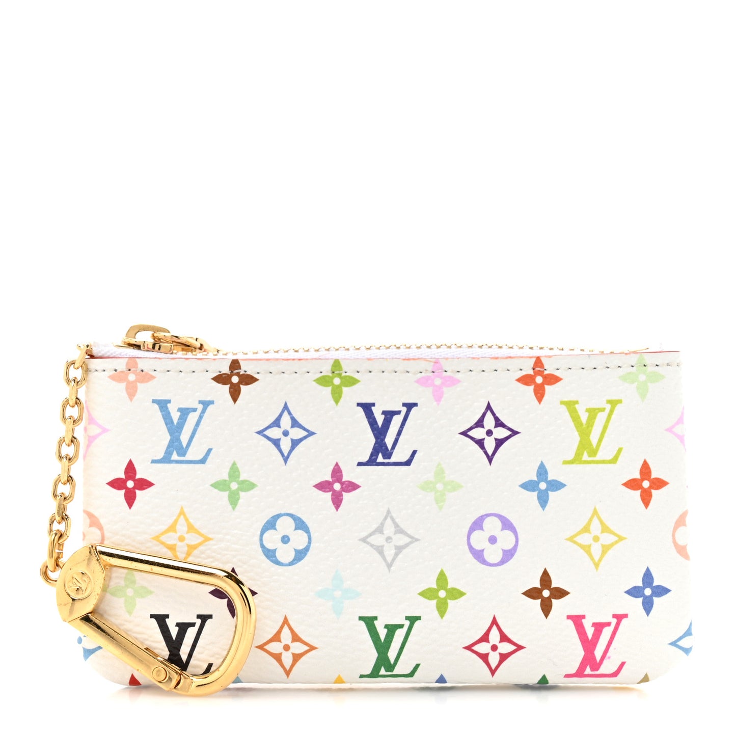 LV X TM Monogram Multicolor Key Pouch White