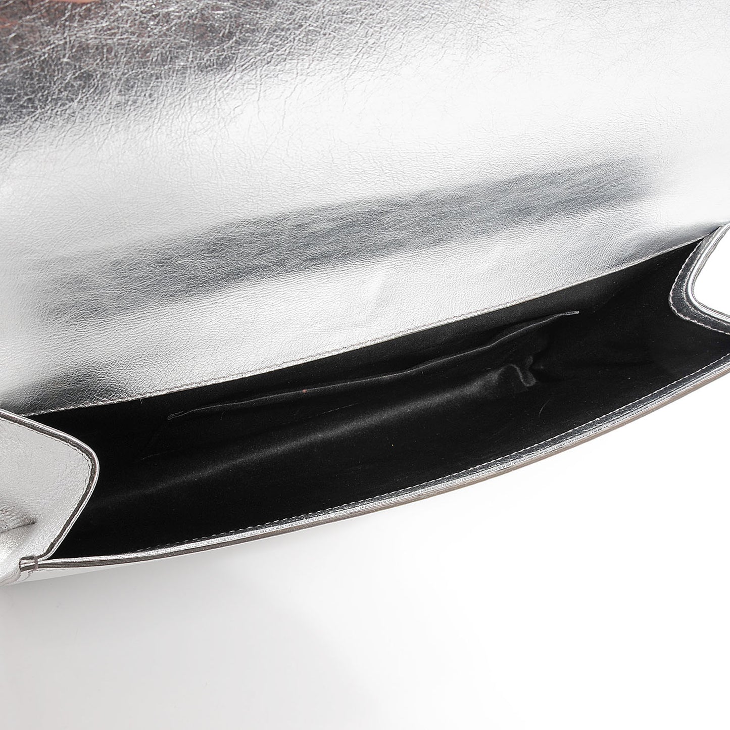 Metallic Leather Large Belle De Jour Clutch Silver