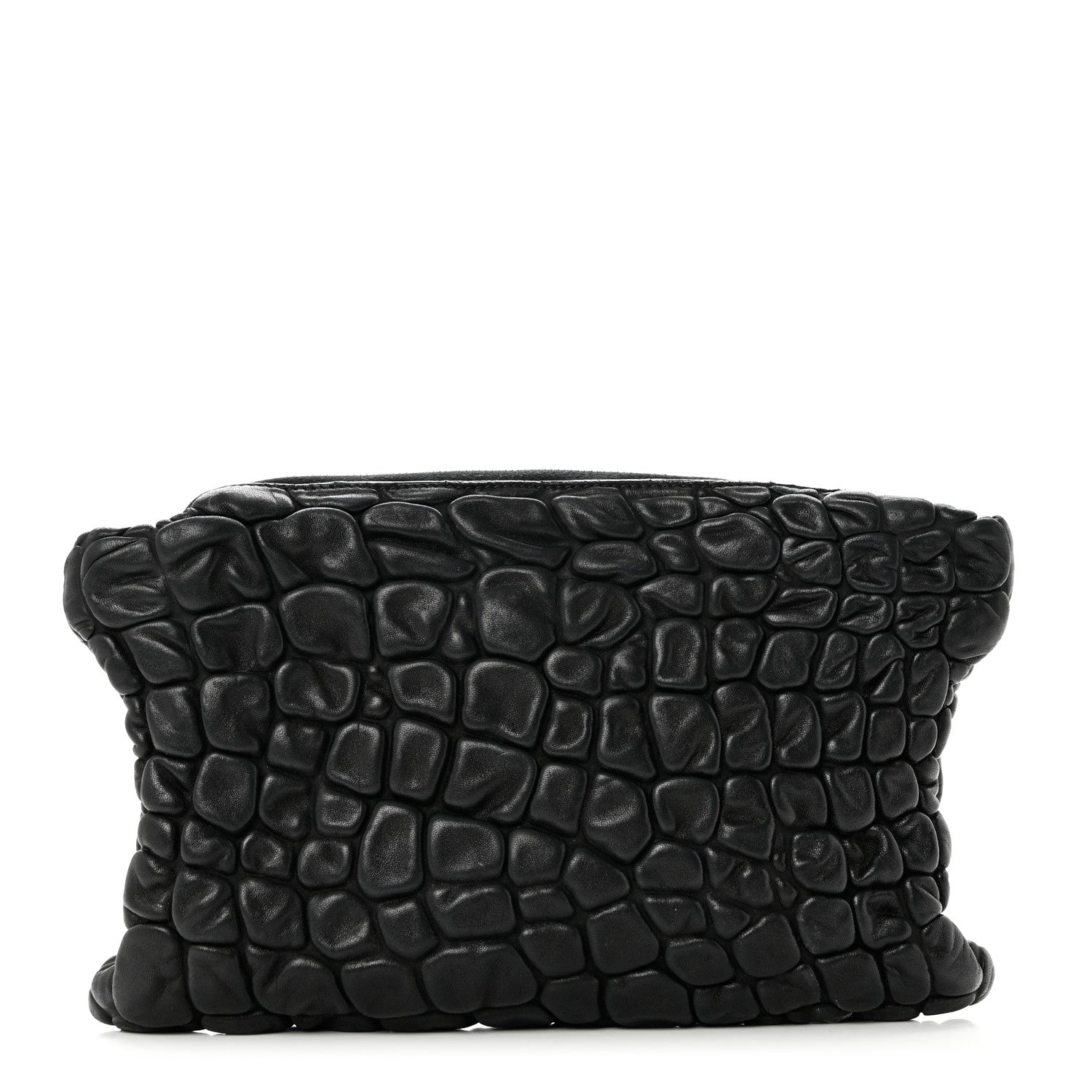 Prada Lambskin Embossed Pouch Black 1 of 6