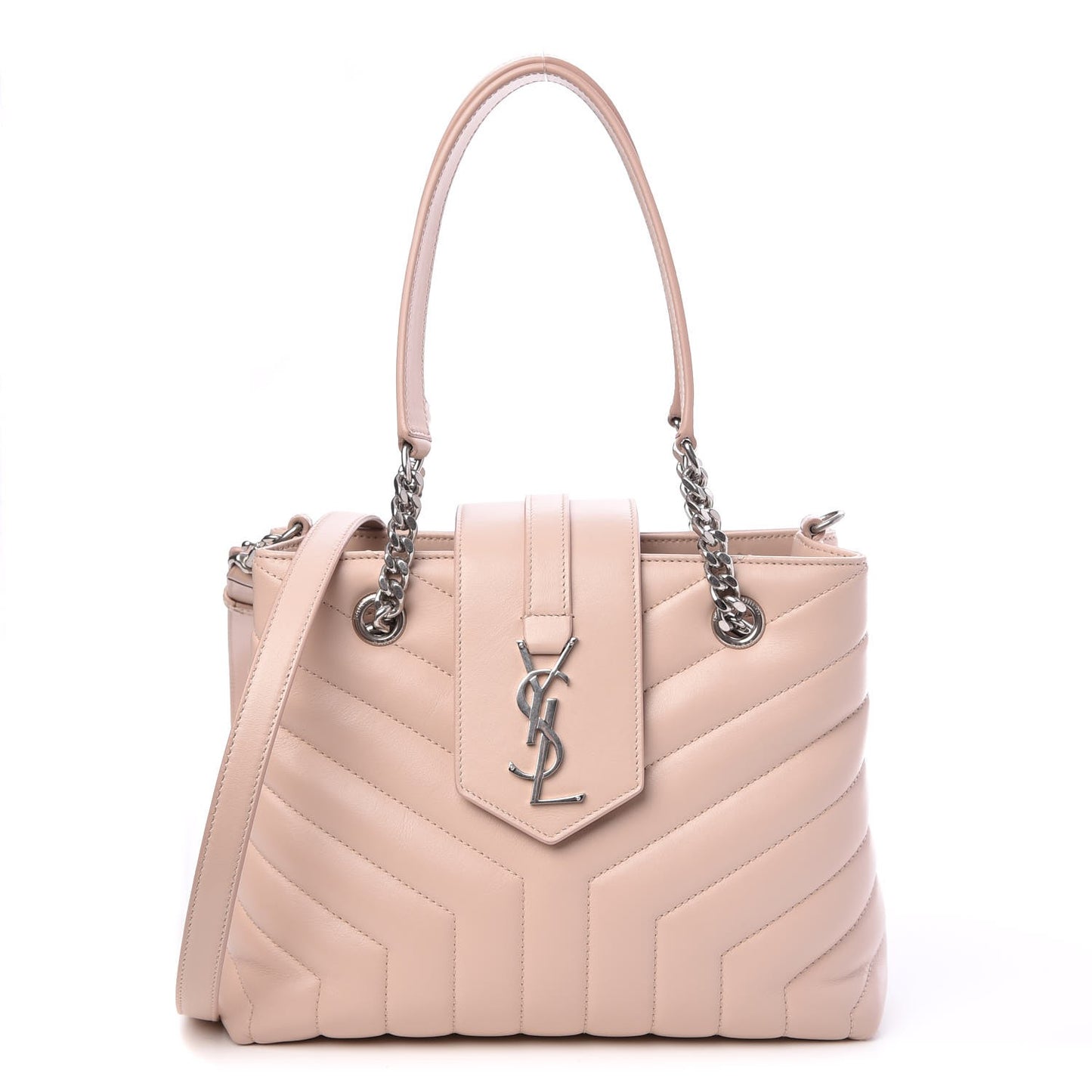 Calfskin Y Quilted Monogram Small Loulou Shopper Marble Pink