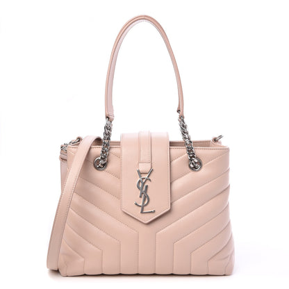 Saint Laurent Calfskin Y Quilted Monogram Small Loulou Shopper Marble Pink 1 of 9