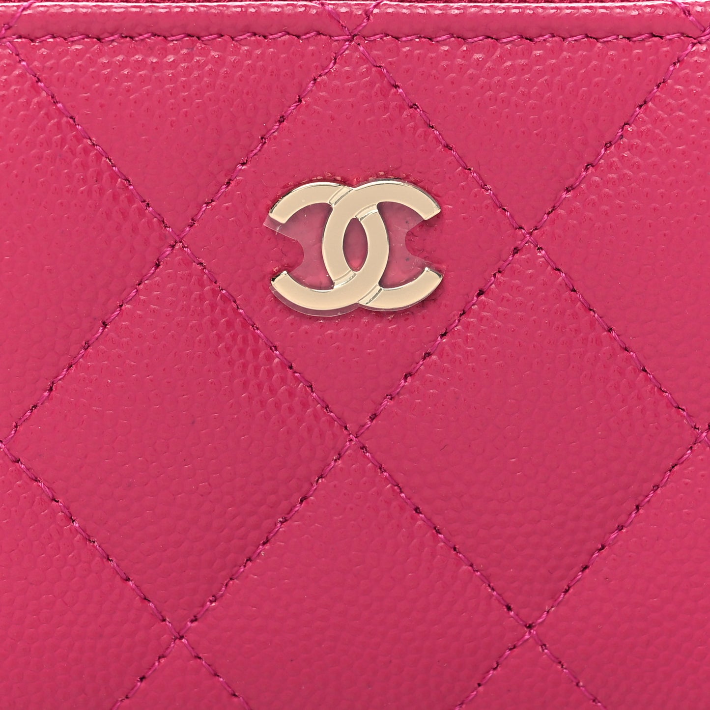 Caviar Quilted Zip Coin Purse Fuschia