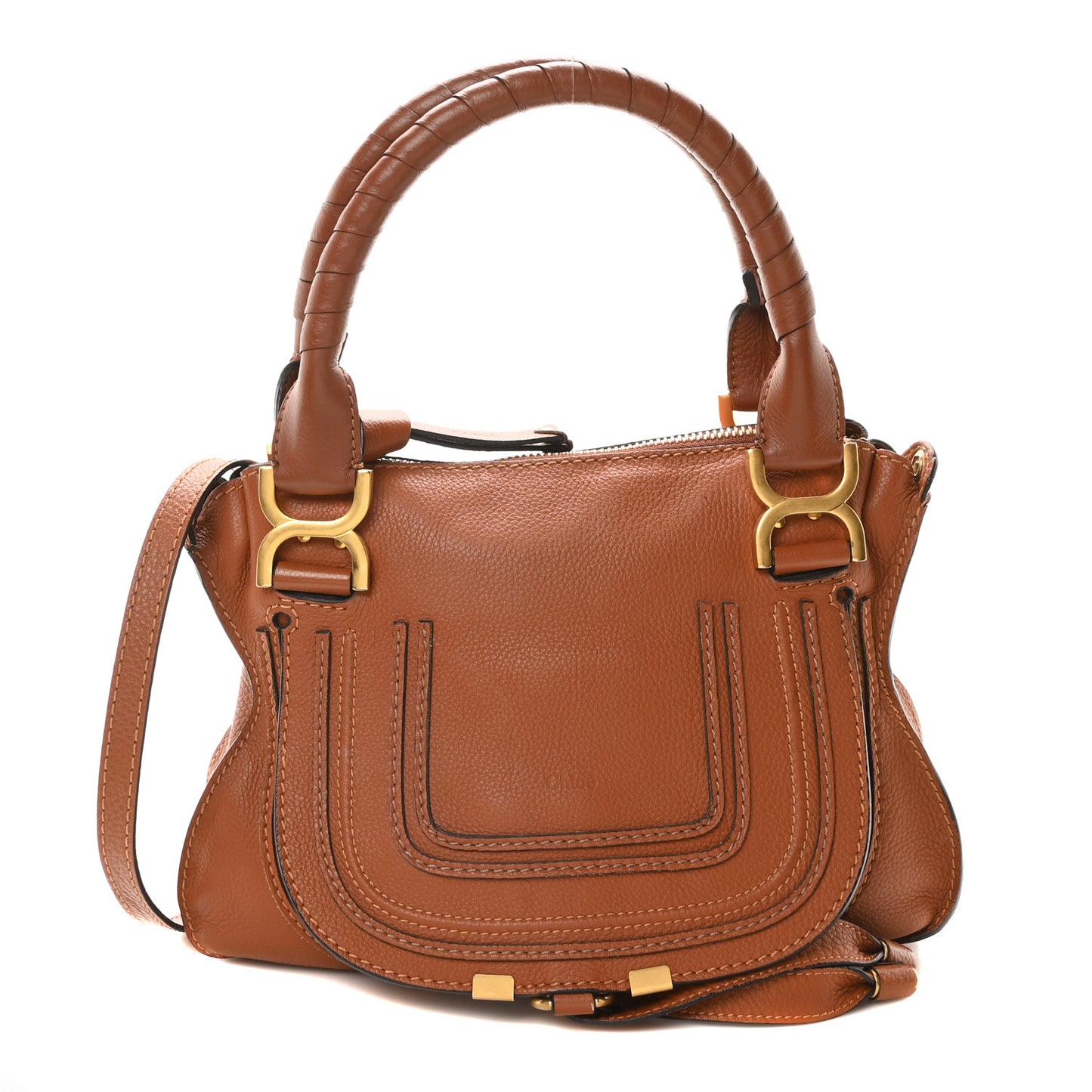 Calfskin Small Marcie Satchel Tan