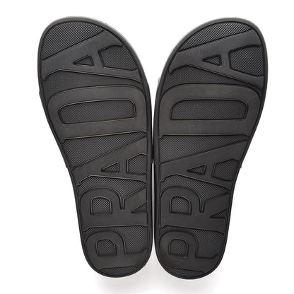 Prada PVC Logo Embossed Pool Slide Sandals 40 Black 5 of 8