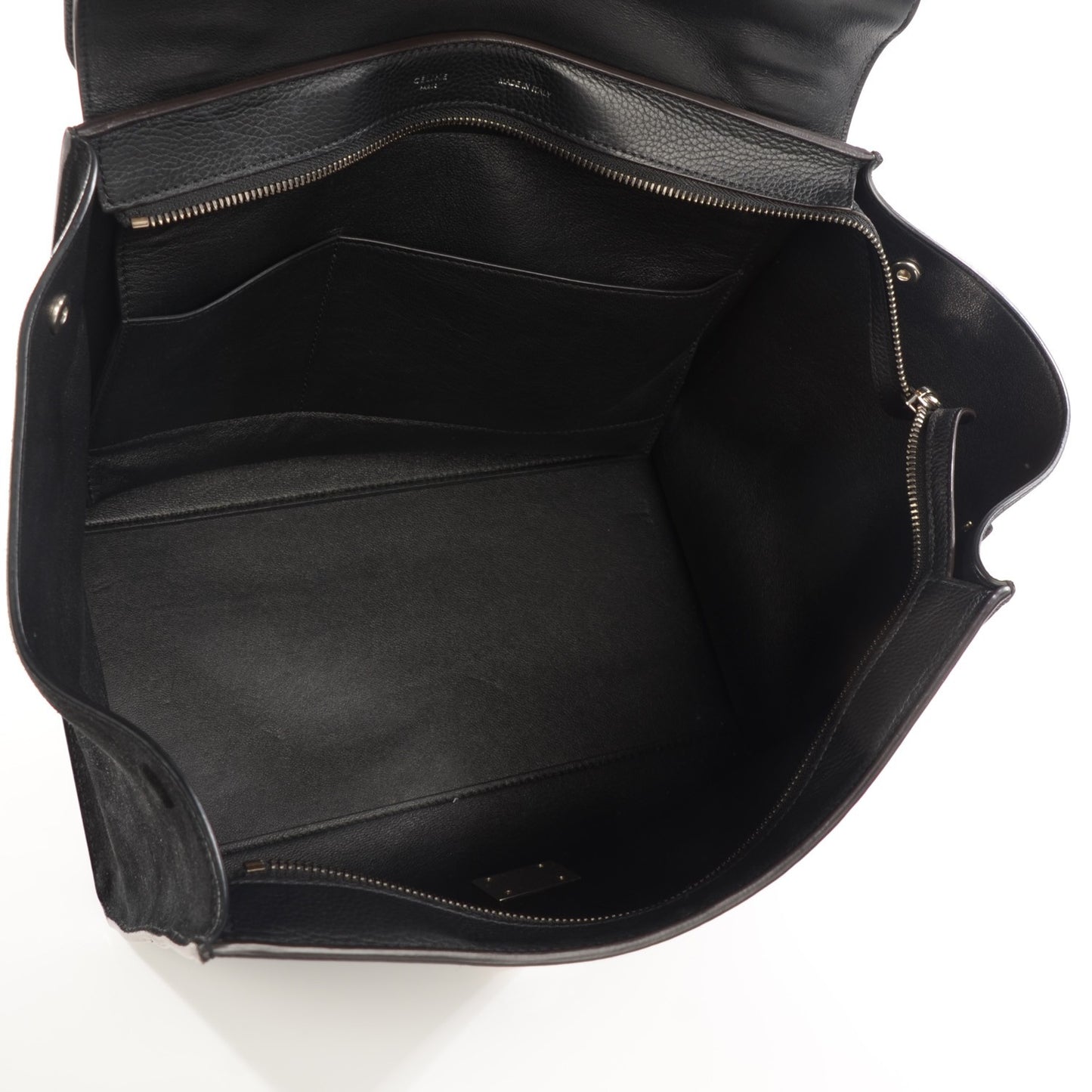 Drummed Calfskin Suede Medium Trapeze Black
