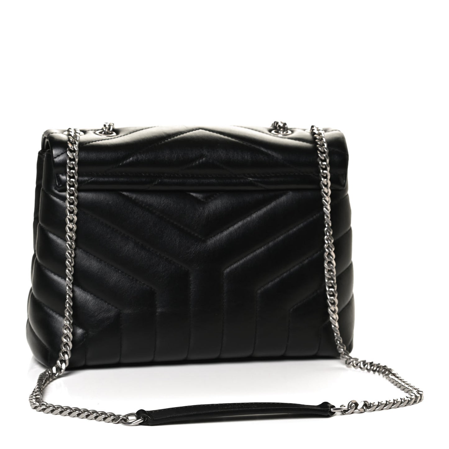 Calfskin Y Quilted Monogram Small Loulou Chain Satchel Black