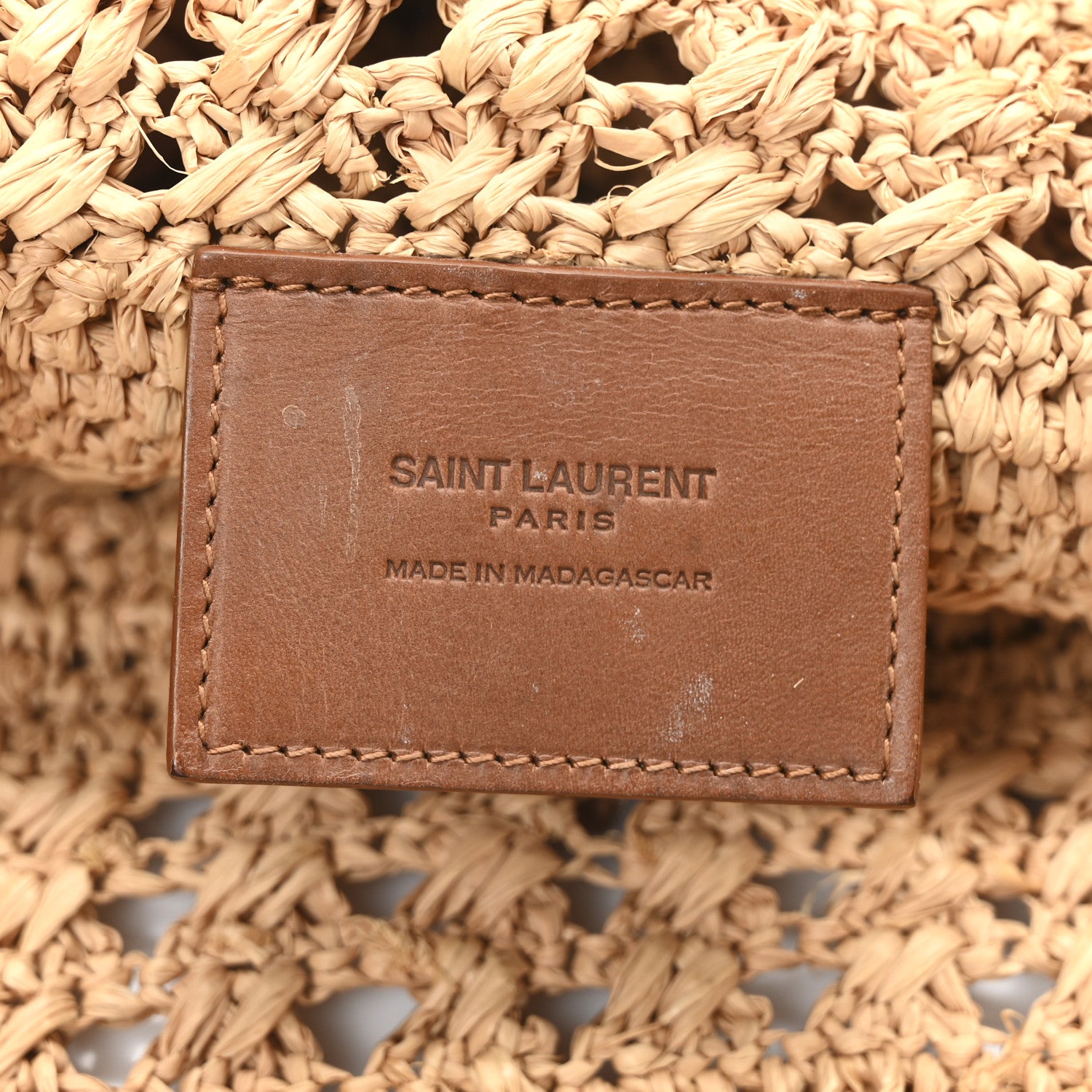 Saint Laurent Raffia Calfskin Medium Panier Tote Naturel 6 of 10