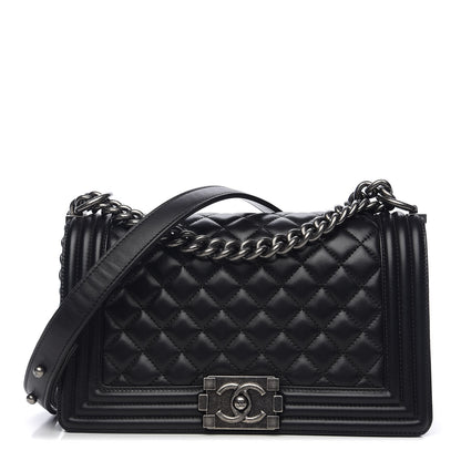 Chanel Lambskin Quilted Medium Boy Flap Black 1 of 9