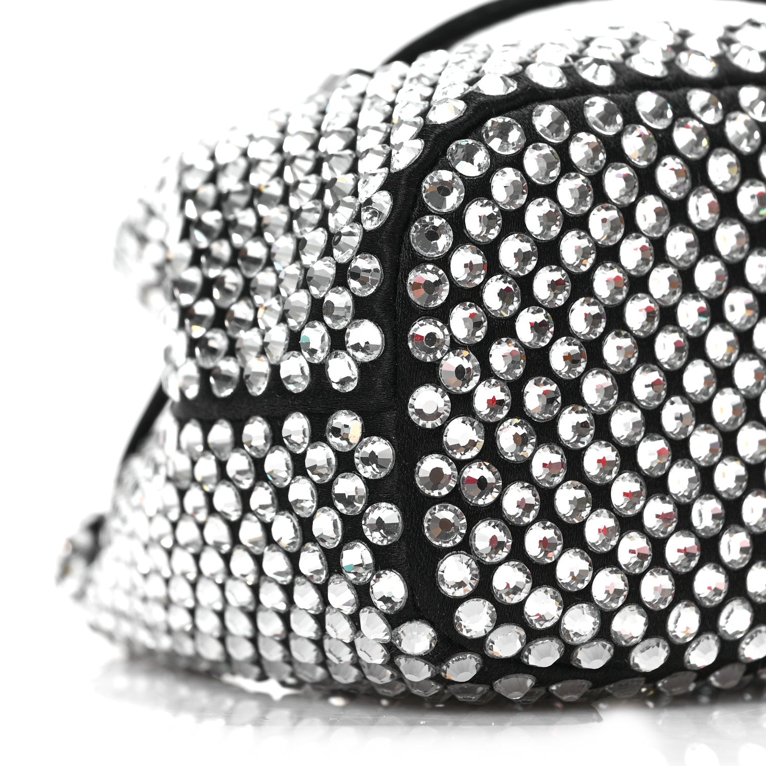 Prada Satin Crystal Metal Triangle Logo Mini Drawcord Pouch Shoulder Bag Cristal 7 of 8