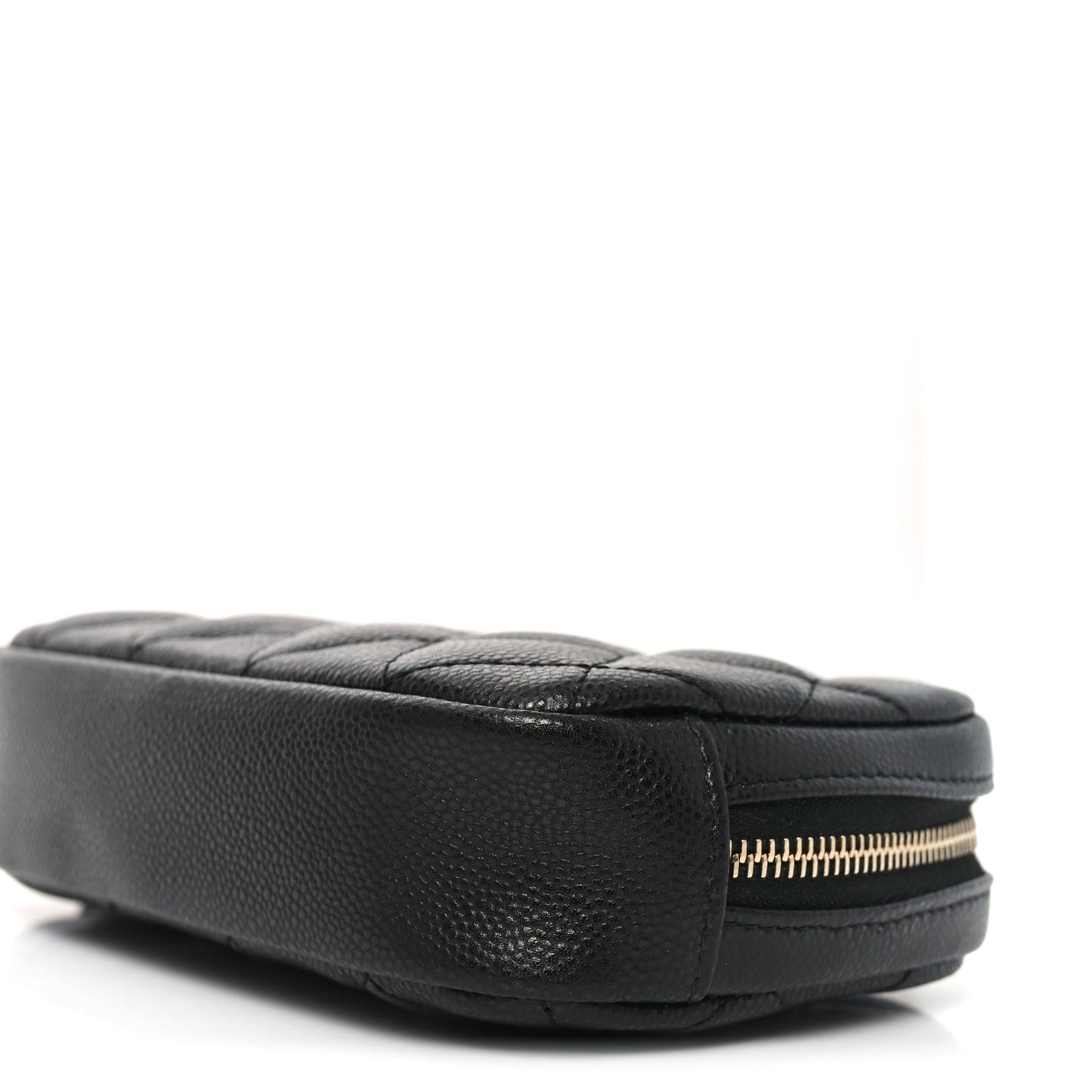 Caviar Quilted Small Curvy Pouch Cosmetic Case Black