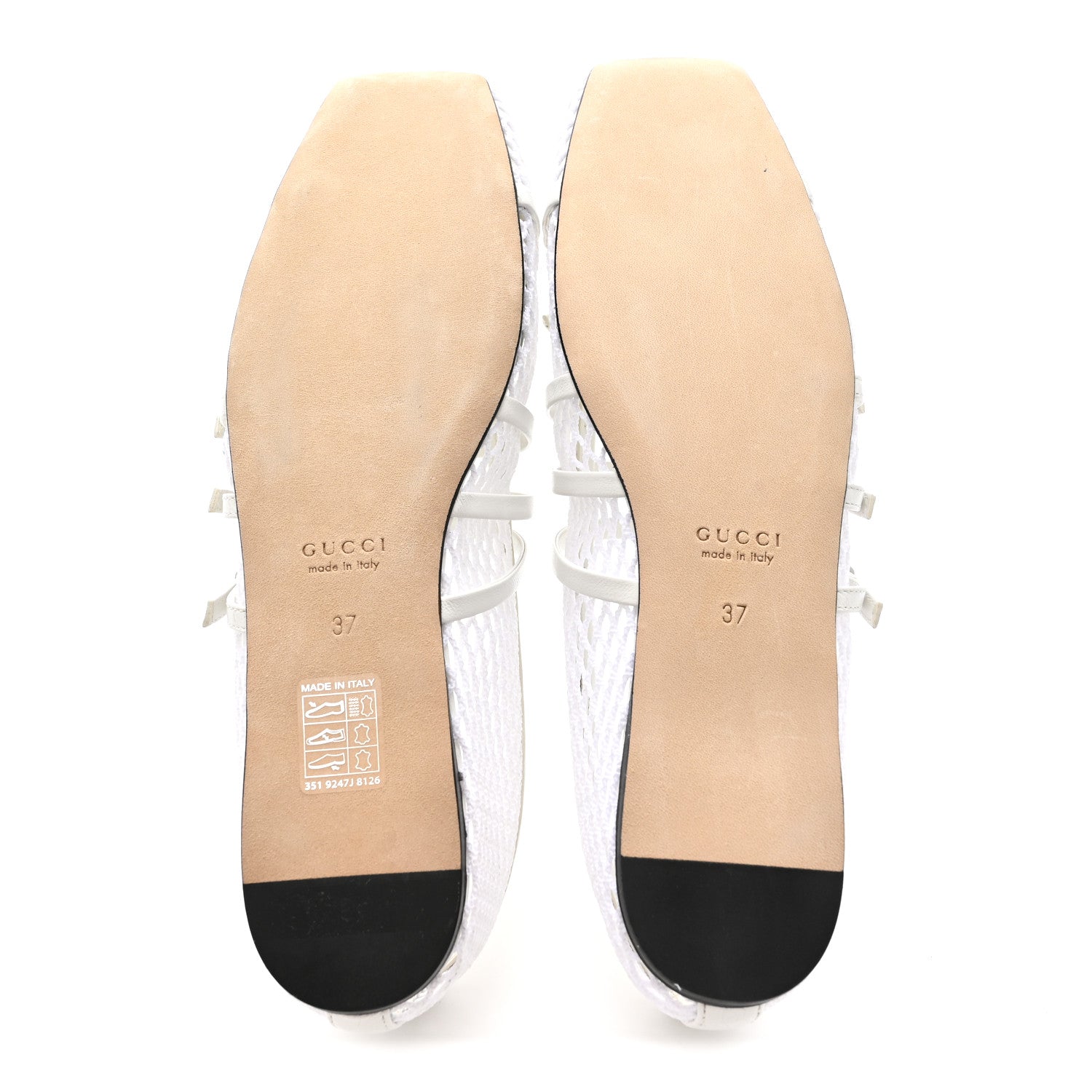 Gucci Video Net Nappa Horsebit Ballerina Flats 37 Great White 6 of 9