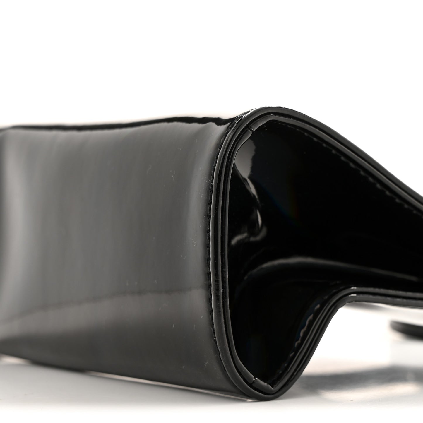 Patent Vegan Leather Small Shopping Bag Black Rainbow