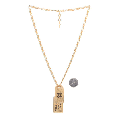 Chanel ID Dog Tag Charm Necklace Gold 2 of 6