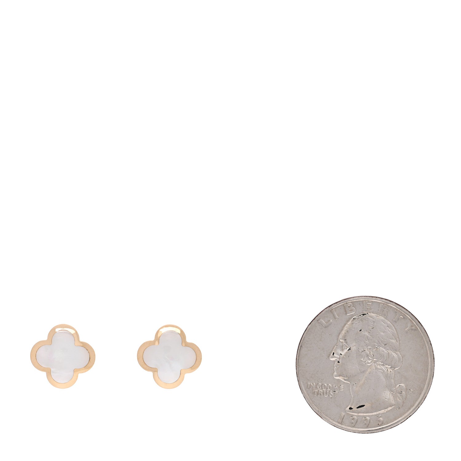 Van Cleef & Arpels 18K Yellow Gold Mother of Pearl Pure Alhambra Earrings 2 of 5