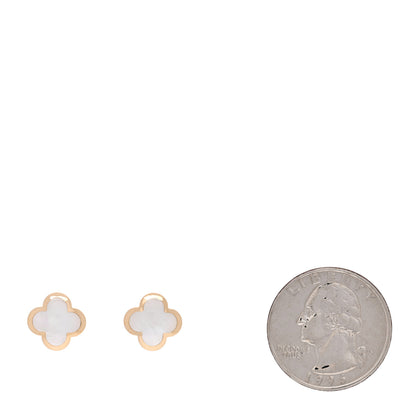 Van Cleef & Arpels 18K Yellow Gold Mother of Pearl Pure Alhambra Earrings 2 of 5