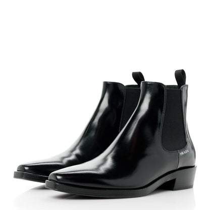 Prada Spazzolato Logo Chelsea Boots 36 Black 3 of 10