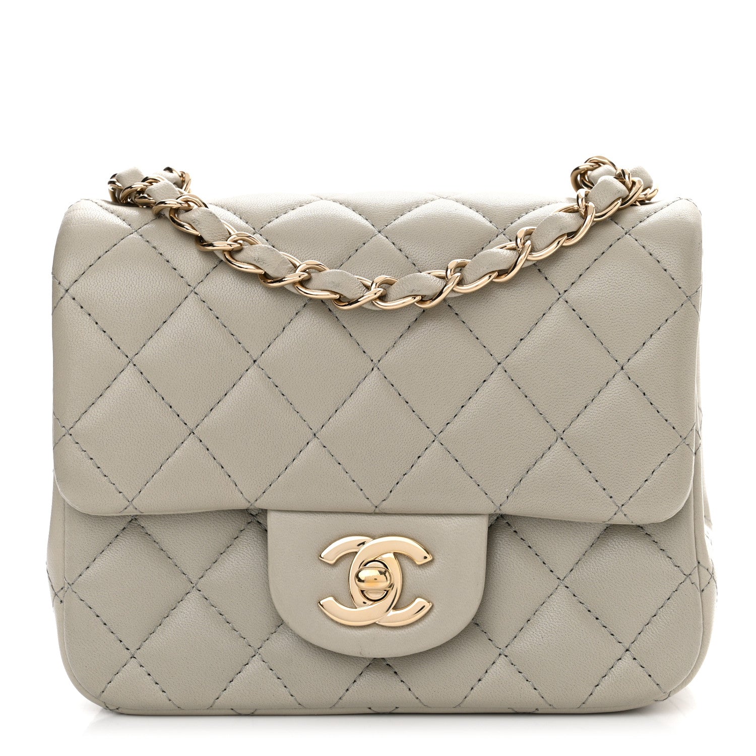 Chanel Lambskin Quilted Mini Square Flap Grey 1 of 14