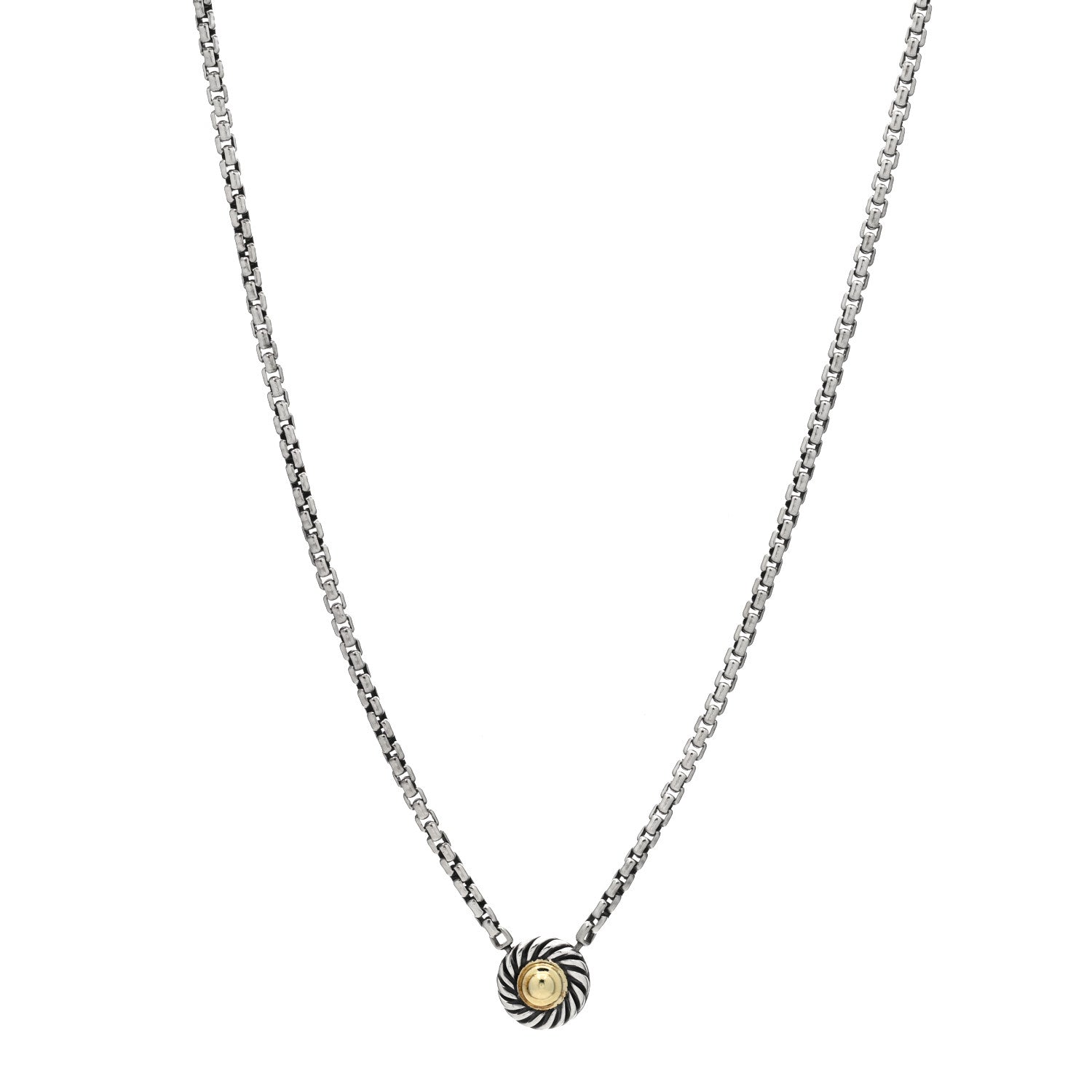 David Yurman Sterling Silver 14K Yellow Gold Cookie Pendant Necklace 1 of 4