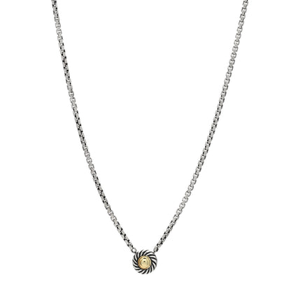 David Yurman Sterling Silver 14K Yellow Gold Cookie Pendant Necklace 1 of 4