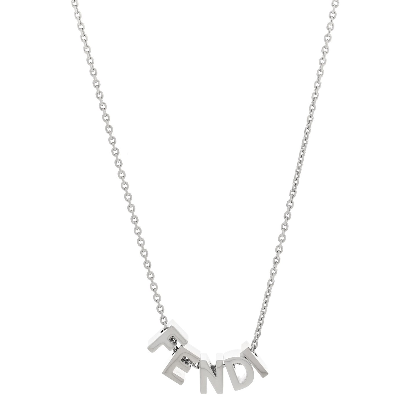 Metal Logo Charm Necklace Silver