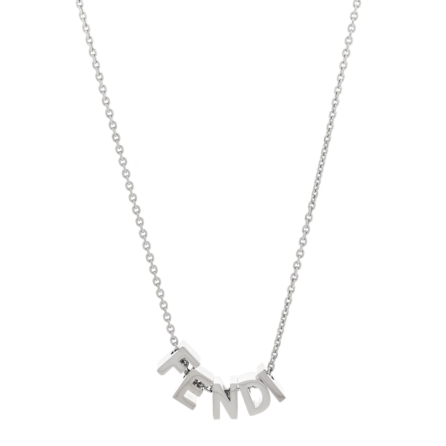 Fendi Metal Logo Charm Necklace Silver 1 of 4