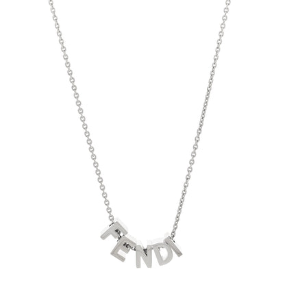 Fendi Metal Logo Charm Necklace Silver 1 of 4