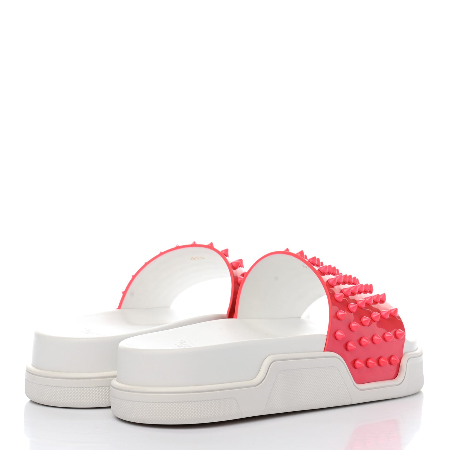 Calfskin Donna Studded Pool Fun Platform Flat Slide Sandals 41.5 Floride