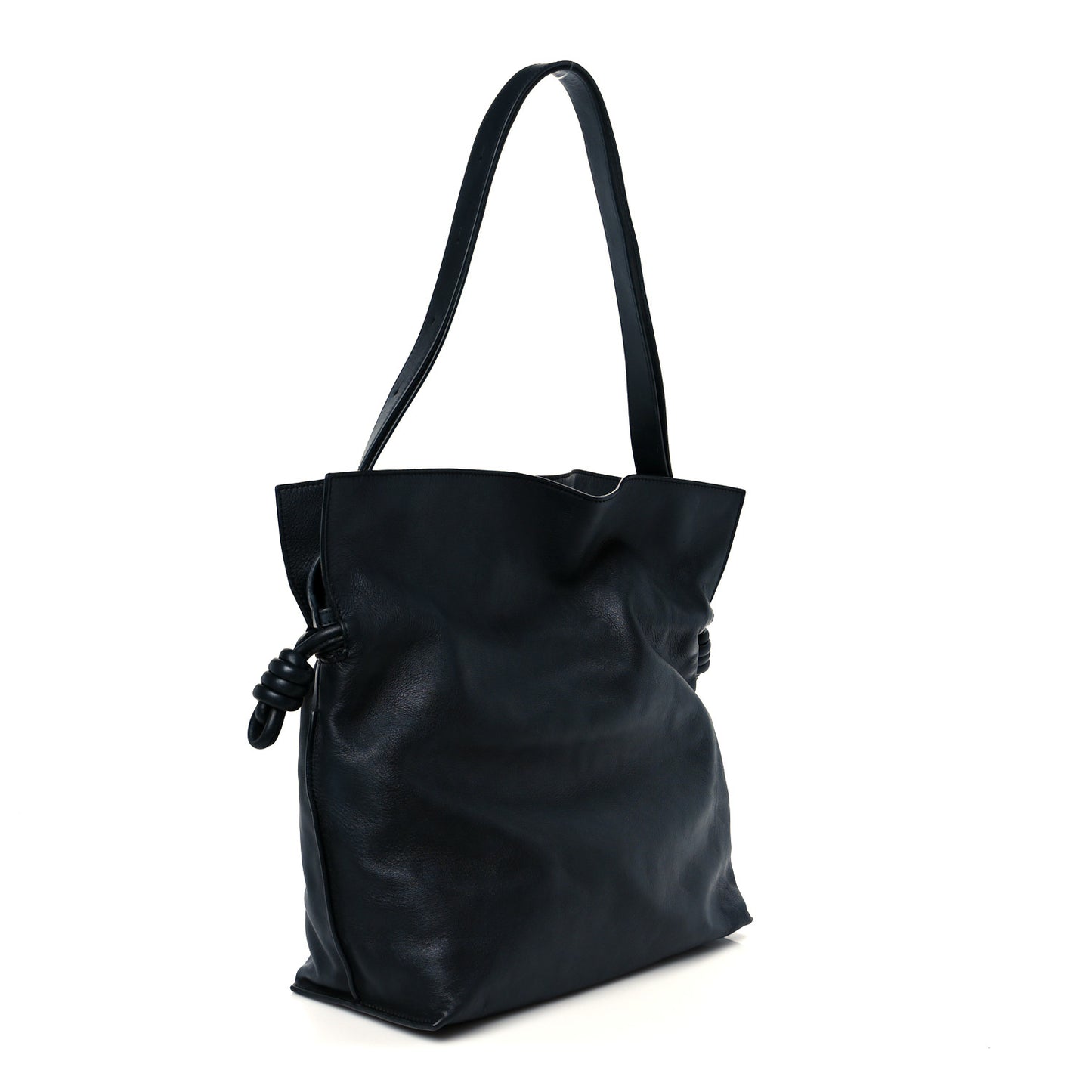 Calfskin Large Flamenco Knot Bag Black
