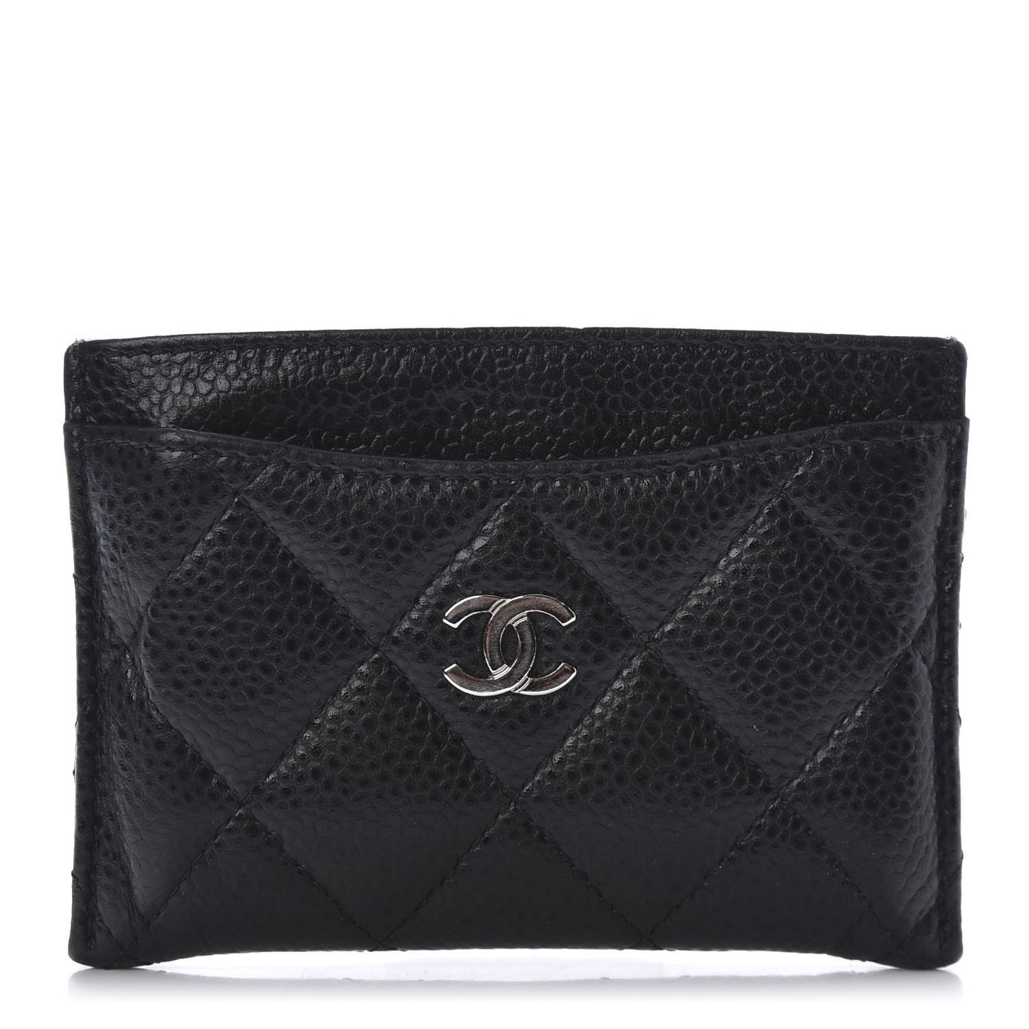 Caviar Quilted Card Holder Black