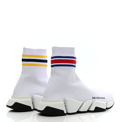 Balenciaga Technical 3D Recycled Knit Striped Womens Speed 2.0 Sneakers 38 White Multicolor 4 of 7