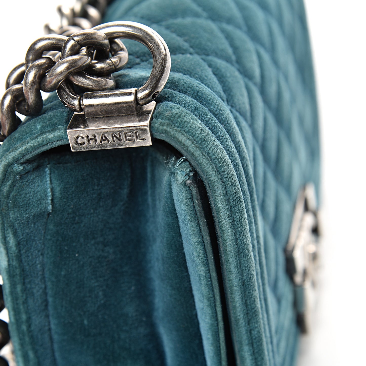 Velvet Quilted Small Boy Flap Turquoise
