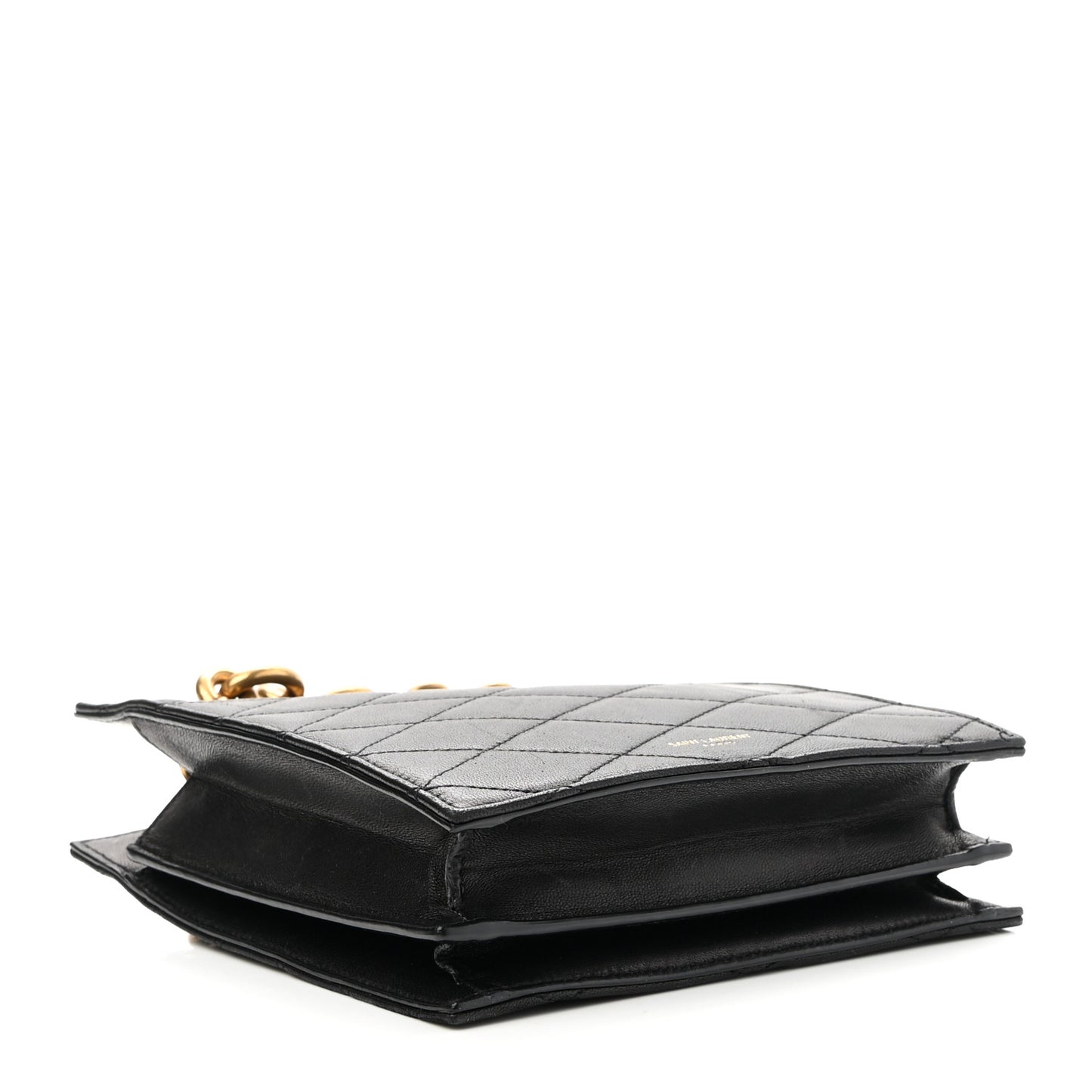 Lambskin Quilted Le Maillon Square Crossbody Bag Black