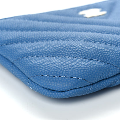 Chanel Caviar Chevron Quilted Small Cosmetic Case Blue 9 of 10