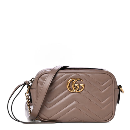 Gucci Calfskin Matelasse Mini GG Marmont Chain Shoulder Bag Porcelain Rose 1 of 8