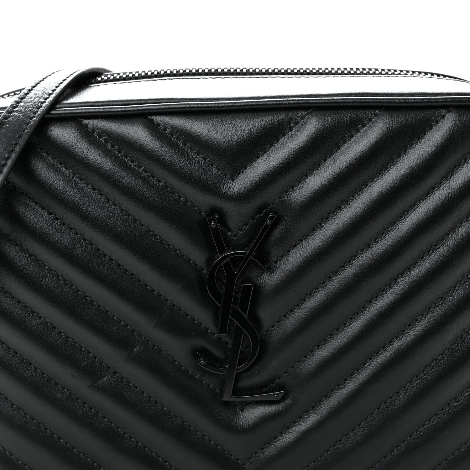 Saint Laurent Calfskin Matelasse Monogram Monochrome Lou Camera Bag Black 8 of 10