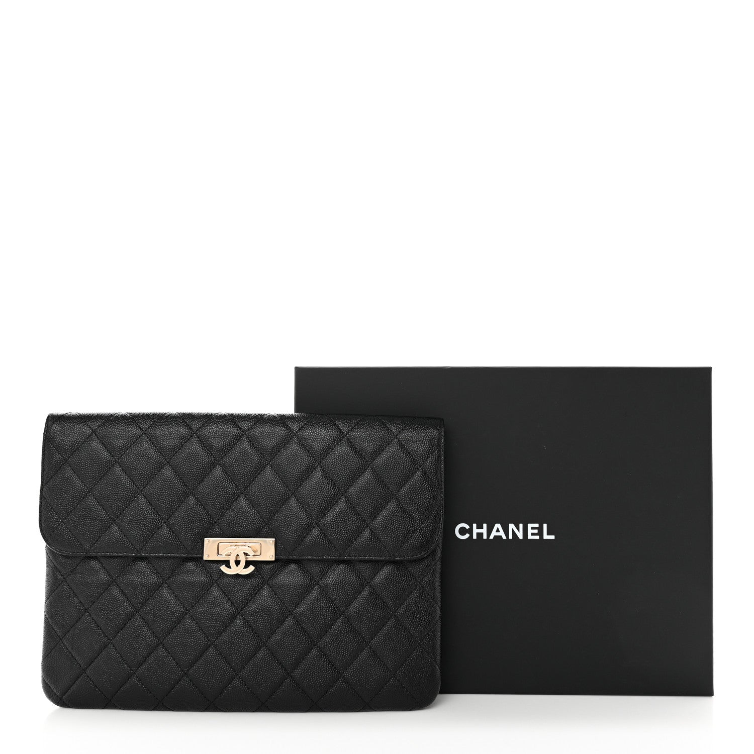 Chanel Caviar Quilted Medium Golden Class Pouch Black 13 of 13