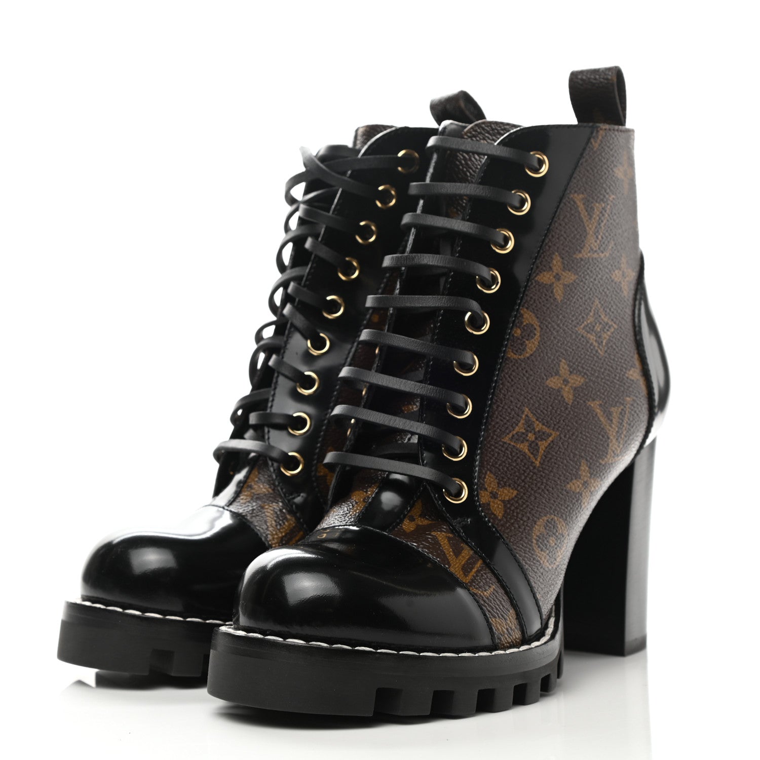 Louis Vuitton Patent Calfskin Monogram Star Trail Ankle Boots 38 Black 3 of 8