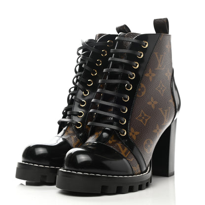Louis Vuitton Patent Calfskin Monogram Star Trail Ankle Boots 38 Black 3 of 8