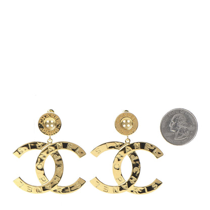 Chanel Metal Large Paris Button Earrings Gold 2 of 5